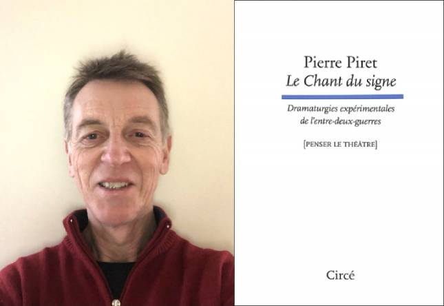 Image représentant Pierre Piret et la couverture de son livre "Le Chant du signe"